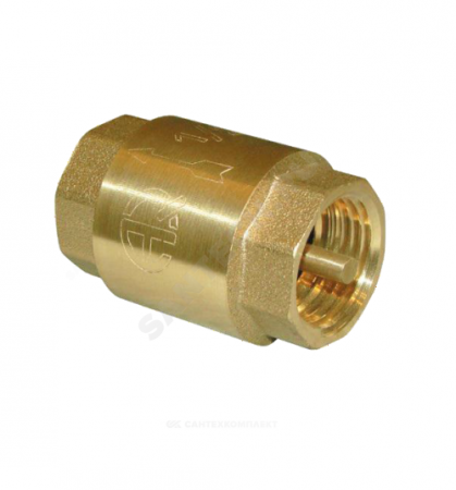 Клапан обратный латунь осевой Ду 40 Ру16 ВР G1 1/2" диск латунь AQUALINK 3958