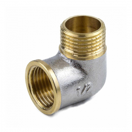 Угольник латунь никель Ду 25 (1") ВР/НР 9002 ГОСТ 32585-2013 Aquasfera 9002-03