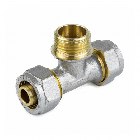 Тройник МП латунь никель обжим Дн 20х3/4"х20 НР ГОСТ 32415-2013 7014 Aquasfera 7014-02