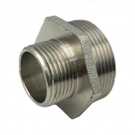 Ниппель латунь никель переходной Ду 20х15 (3/4"х1/2") НР