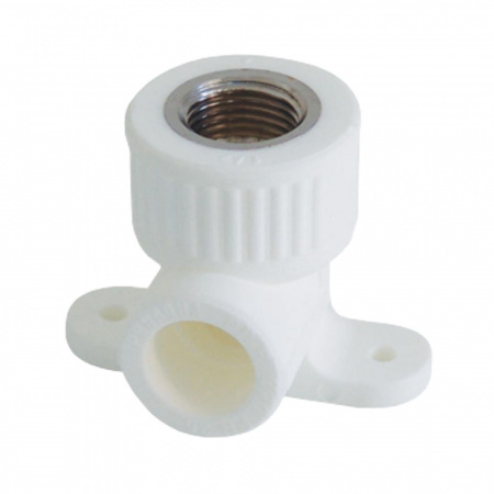 Угольник PP-R комбинированный белый ВР Дн 20х1/2" с креплением VALFEX 10120020