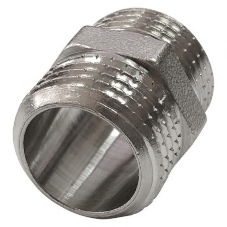 Ниппель латунь никель Ду 15 (1/2") НР VALFEX VF.582.N.012