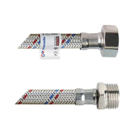 Подводка гибкая для воды латунь 1/2" г-ш L=0,8 м AQUALINE 01430