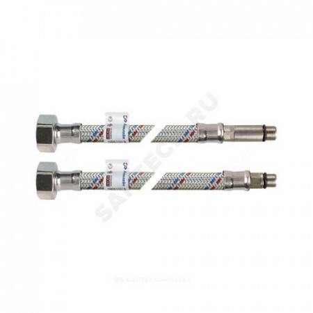 Подводка гибкая для воды латунь пара для смесителя M10-1/2" г-ш L=0,8 м AQUALINE 01444