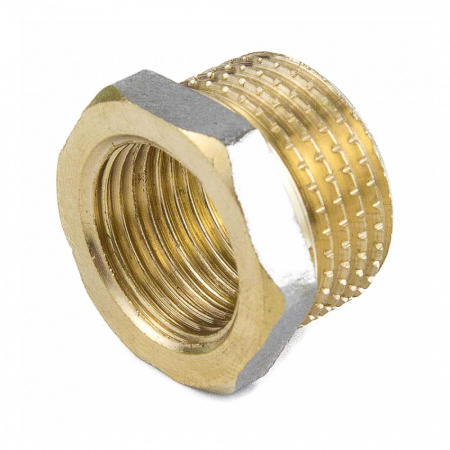Футорка латунь никель Ду 15х10 (1/2"х3/8") НР/ВР 9024 ГОСТ 32585-2013 Aquasfera 9024-01