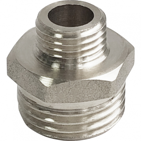 Ниппель латунь никель переходной Ду 10х8 (3/8"х1/4") НР VALFEX VF.580.N.038.014