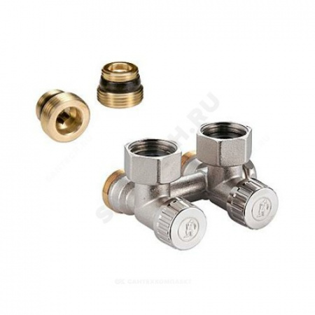 Узел нижнего подключения R384 Ду 15 Ру10 1/2"x3/4"ЕК угловой Giacomini R384X012