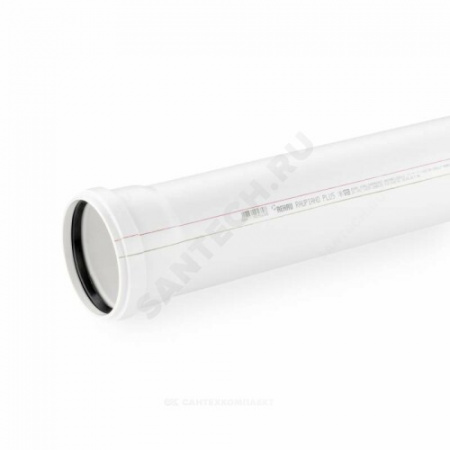 Труба PP-H с раструбом бесшумная белая RAUPIANO PLUS Дн 125х3,1 б/нап L=1,0м в/к Rehau 11206941200
