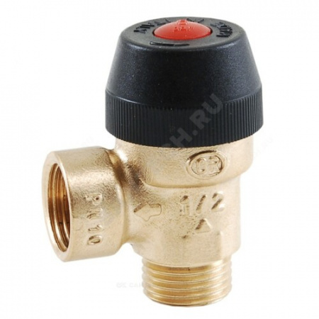 Клапан предохранительный латунь 485 Ду15х15 Ру10 НР/ВР G1/2"хRp1/2" Рср=2.5бар 110С OR 0485.125