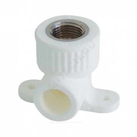 Угольник PP-R комбинированный белый ВР Дн 25х1/2" с креплением VALFEX 10120025