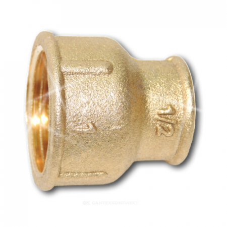 Муфта латунь переходная Ду 20х15 (3/4"х1/2") ВР/ВР Цветлит ZW50047