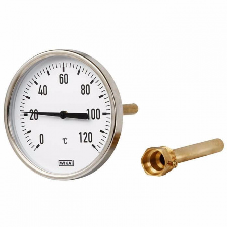 Термометр биметаллический осевой Дк63 L=60мм G1/2" 120С A50.10 Wika 36761015