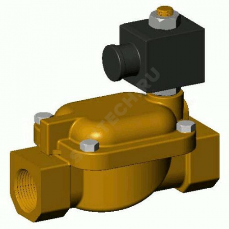 Клапан эл/магн латунь НЗ EV1140 Ду80 Ру10 G3 ВР 24В DC 90С Tecofi EV1140-0080-24CC