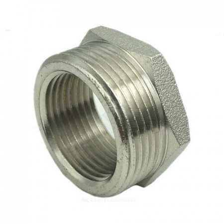 Футорка латунь никель Ду 20х15 (3/4"х1/2") НР/ВР