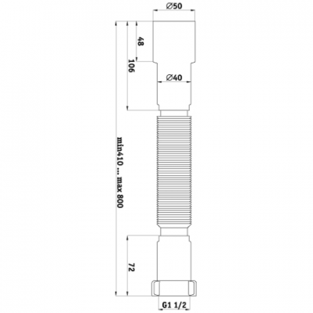 Гофра с гайкой 1 1/2"x40/50 L=366-776мм АНИ Пласт K106