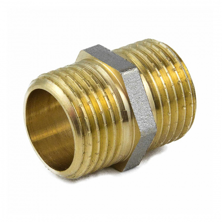Ниппель латунь никель Ду 40 (1 1/2") НР 9022 ГОСТ 32585-2013 Aquasfera 9022-05