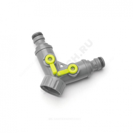 Тройник пластик для шланга 3/4" ВР с кранами (в блистере) Rehau 12386631300