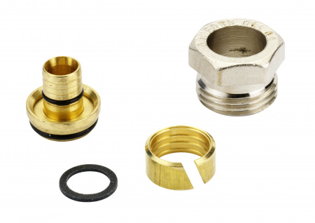 Соединитель МП латунь никель обжим Дн 14х2,0х1/2" Ру6 НР Danfoss 013G4174