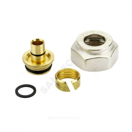 Соединитель МП латунь обжим Дн 16х2,2х3/4" Ру6 ВР под евроконус Danfoss 013G4187