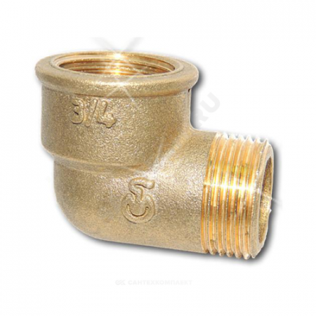 Угольник латунь Ду 20 (3/4") ВР/НР Цветлит ZW50097