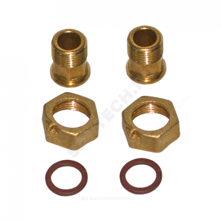 Комплект присоединительный латунь для счётчика воды Ду 15 (3/4"х1/2") L=64мм ВР/НР Цветлит ZW50105