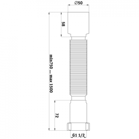 Гофра с гайкой 1 1/2"x50 L=495-1325мм АНИ Пласт K115