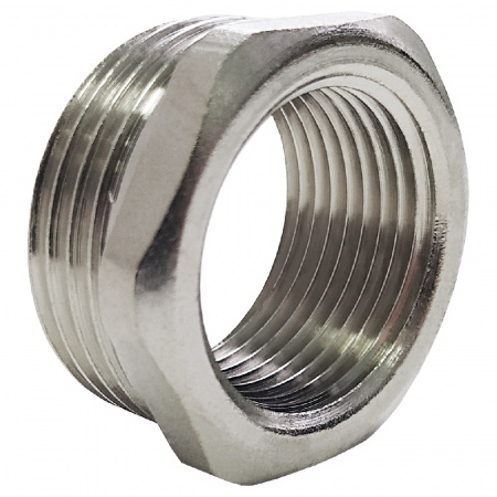 Футорка латунь никель Ду 25х15 (1"х1/2") НР/ВР VALFEX VF.581.N.100.012