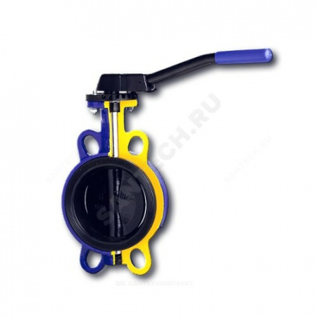 Затвор дисковый поворотный чугун 497B Ду 65 Ру16 межфл с рукояткой диск нерж манжета EPDM Zetkama 497B065C68