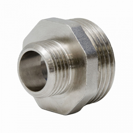 Ниппель латунь никель переходной Ду 25х20 (1"х3/4") НР LD LD.67.503.2515