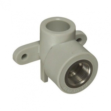 Угольник PP-R комбинированный серый ВР Дн 25х1/2" с креплением VALFEX 10120025Г