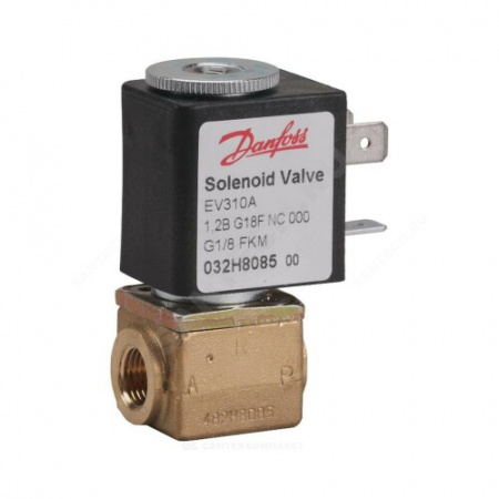 Клапан эл/магн латунь НЗ EV310A Ду1,8 Ру50 G1/4" ВР с катушкой 100С Danfoss 032H8099
